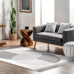 NuLOOM Leah Machine Washable Geometric Moon Phase Area Rug