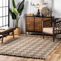 NuLOOM Britta Textured Diamond Tassel Area Rug New Arrivals