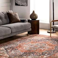 NuLOOM Oliveira Floral Medallion Fringe