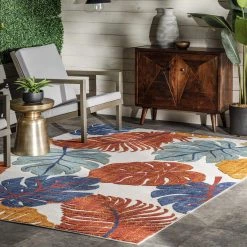 NuLOOM New Arrivals Ryleigh Textured Leaves Indoor/Outdoor Area Rug