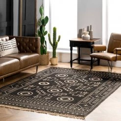 NuLOOM New Arrivals Gretel Tribal Motif Jute Tassel Area Rug