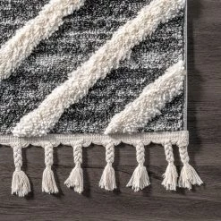 NuLOOM Dani High Low Soft Shaggy Abstract Diamond Tassel Area Rug