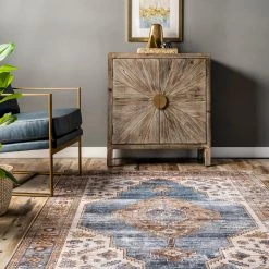 NuLOOM New Arrivals Gracie Machine Washable Distressed Medallion Area Rug