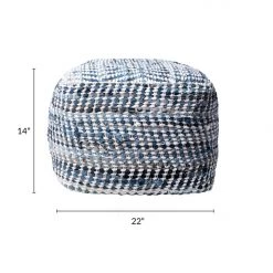 NuLOOM Seville Handmade Denim Textured Filled Ottoman Pouf New Arrivals