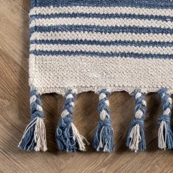 NuLOOM Rose Stripe Cotton Flatweave Tassel Area Rug New Arrivals