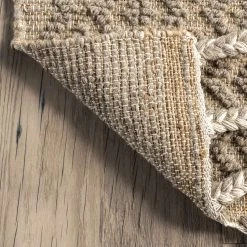 NuLOOM New Arrivals Elenora Wool And Jute Textured Diamond Aztec Braided Tassel Area Rug