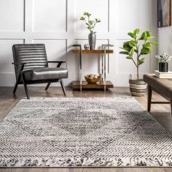 NuLOOM Kenia Distressed Diamond Cotton Blend Area Rug