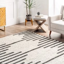 NuLOOM New Arrivals Sofia Hand Woven Braided Striped Wool Area Rug