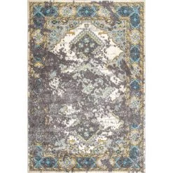 NuLOOM Distressed Diamond Medallion Delena