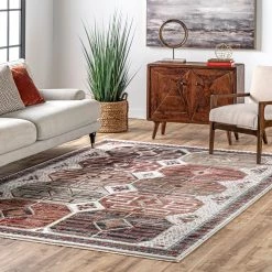 NuLOOM Evie Global Inspired Emblem Fringe Area Rug