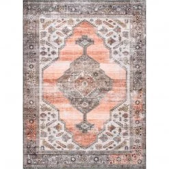 NuLOOM New Arrivals Gracie Machine Washable Distressed Medallion Area Rug