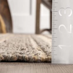 NuLOOM New Arrivals Elenora Wool And Jute Textured Diamond Aztec Braided Tassel Area Rug