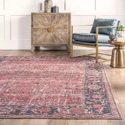 NuLOOM Katie Machine Washable Distressed Bordered Area Rug
