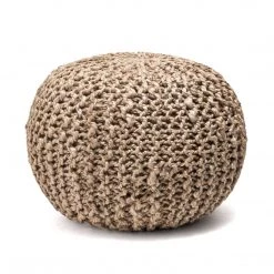 NuLOOM York Classic Knitted Solid Jute Filled Ottoman Pouf