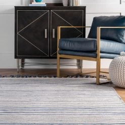 NuLOOM Rose Stripe Cotton Flatweave Tassel Area Rug New Arrivals