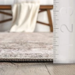 NuLOOM Paisley Machine Washable Faded Floral Border Medallion Area Rug