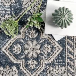 NuLOOM New Arrivals Debra Distressed Floral Bordered Area Rug