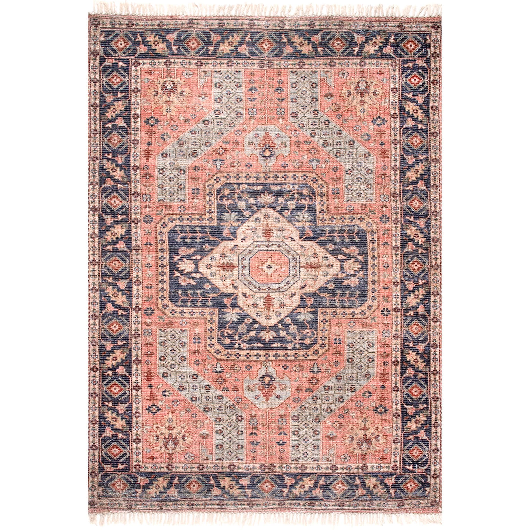 NuLOOM Kiersten Floral Medallion Flatweave Tassel Area Rug 1 NuLOOM Kiersten Floral Medallion Flatweave Tassel Area Rug
