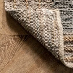 NuLOOM New Arrivals Jute Bordered Leather Area Rug