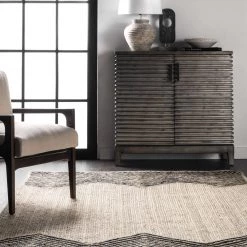 NuLOOM Chevron Bordered Jute Area Rug Bedroom