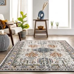 NuLOOM Samara Machine Washable Medallion Bordered Area Rug