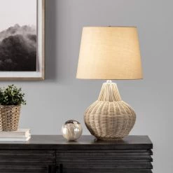 NuLOOM Menton 22" Rattan Table Lamp Lighting