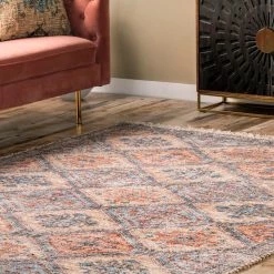 NuLOOM New Arrivals Luna Floral Trellis Tassel Flatweave Area Rug