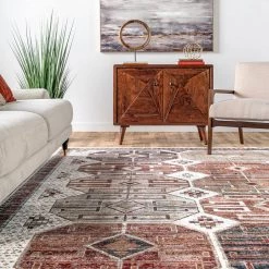 NuLOOM Evie Global Inspired Emblem Fringe Area Rug