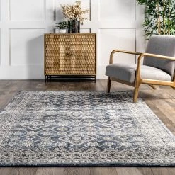 NuLOOM New Arrivals Debra Distressed Floral Bordered Area Rug