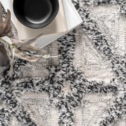 NuLOOM Giselle High-Low Shaggy Wool Geometric Trellis Area Rug New Arrivals 30 NuLOOM Giselle High-Low Shaggy Wool Geometric Trellis Area Rug New Arrivals