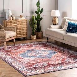 NuLOOM Marli Machine Washable Faded Medallion Area Rug