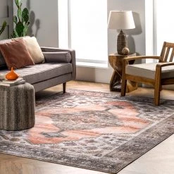 NuLOOM New Arrivals Gracie Machine Washable Distressed Medallion Area Rug