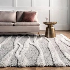 NuLOOM Natalia High Low Zebra Stripe Soft Shaggy Area Rug