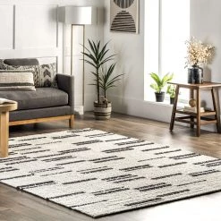 NuLOOM Joyce Contemporary Stripes Soft Shaggy Textured Fringe Area Rug New Arrivals
