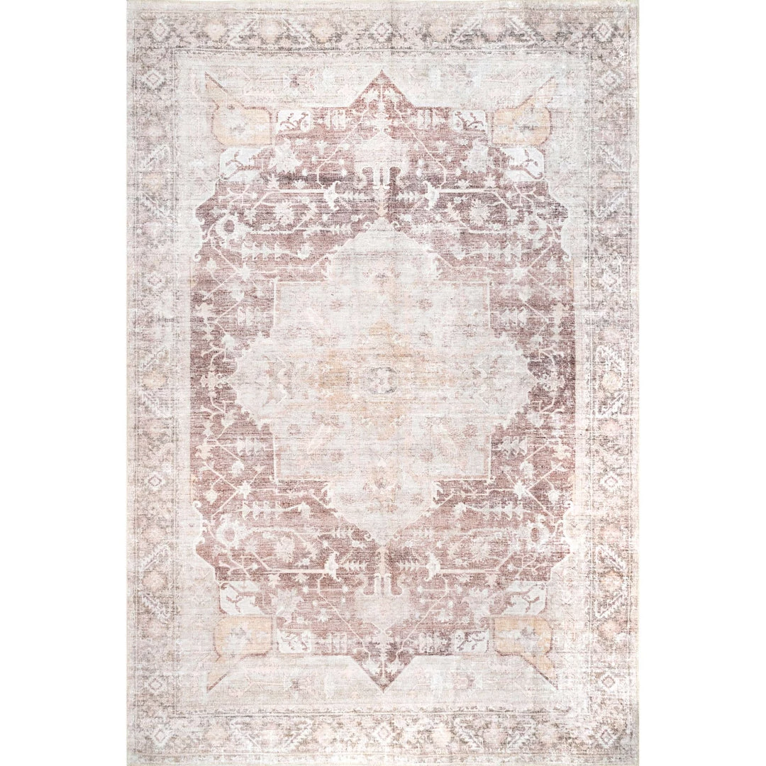 NuLOOM New Arrivals Rosa Machine Washable Distressed Vintage Medallion Area Rug 1 NuLOOM New Arrivals Rosa Machine Washable Distressed Vintage Medallion Area Rug