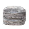 NuLOOM Granada Knitted Casual Denim And Jute Filled Ottoman Pouf