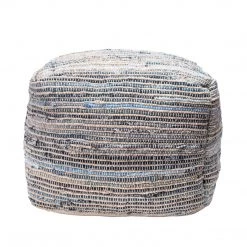NuLOOM Granada Knitted Casual Denim And Jute Filled Ottoman Pouf