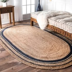 NuLOOM Braided Rikki Border Jute Area Rug