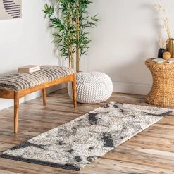 NuLOOM Harper Abstract Marble Soft Shag Fringe Area Rug New Arrivals