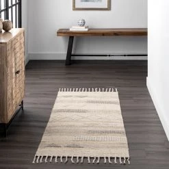 NuLOOM Geometric Stripes Wool Tassel Area Rug New Arrivals