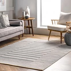 NuLOOM New Arrivals Primrose Hand Loomed Striped Cotton Area Rug
