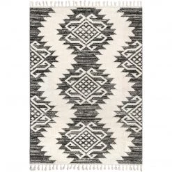 NuLOOM New Arrivals Mikayla High Low Soft Shaggy Tribal Tassel Area Rug