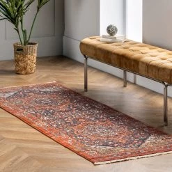 NuLOOM Oliveira Floral Medallion Fringe