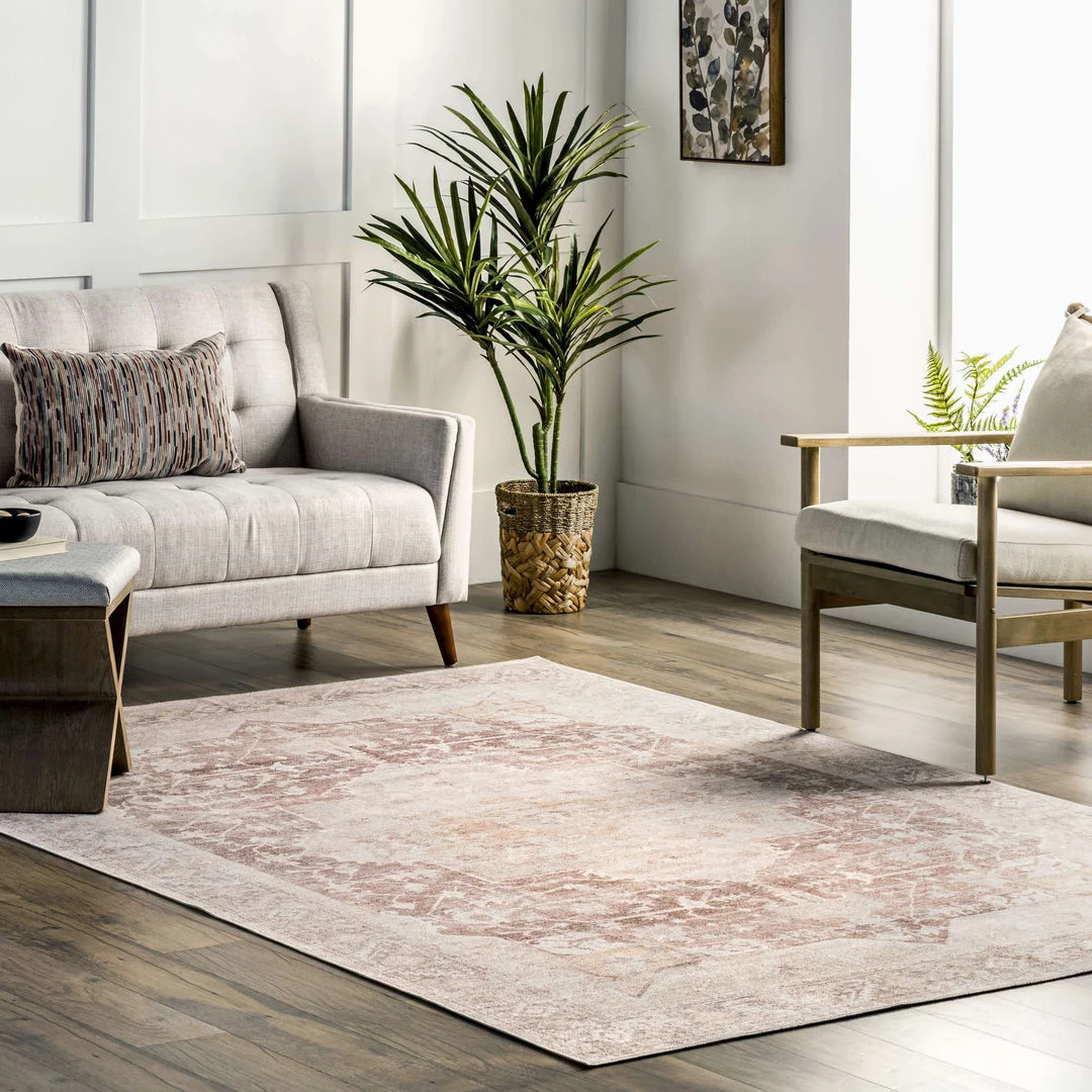 NuLOOM New Arrivals Rosa Machine Washable Distressed Vintage Medallion Area Rug 2 NuLOOM New Arrivals Rosa Machine Washable Distressed Vintage Medallion Area Rug