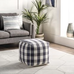 NuLOOM Cotton Buffalo Plaid Ottoman Pouf New Arrivals