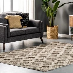 NuLOOM New Arrivals Janis High Low Textured Shaggy Honeycomb Area Rug