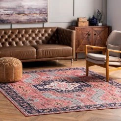 NuLOOM New Arrivals Amber Machine Washable Floral Aztec Area Rug