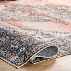 NuLOOM New Arrivals Gracie Machine Washable Distressed Medallion Area Rug