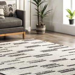 NuLOOM Joyce Contemporary Stripes Soft Shaggy Textured Fringe Area Rug New Arrivals