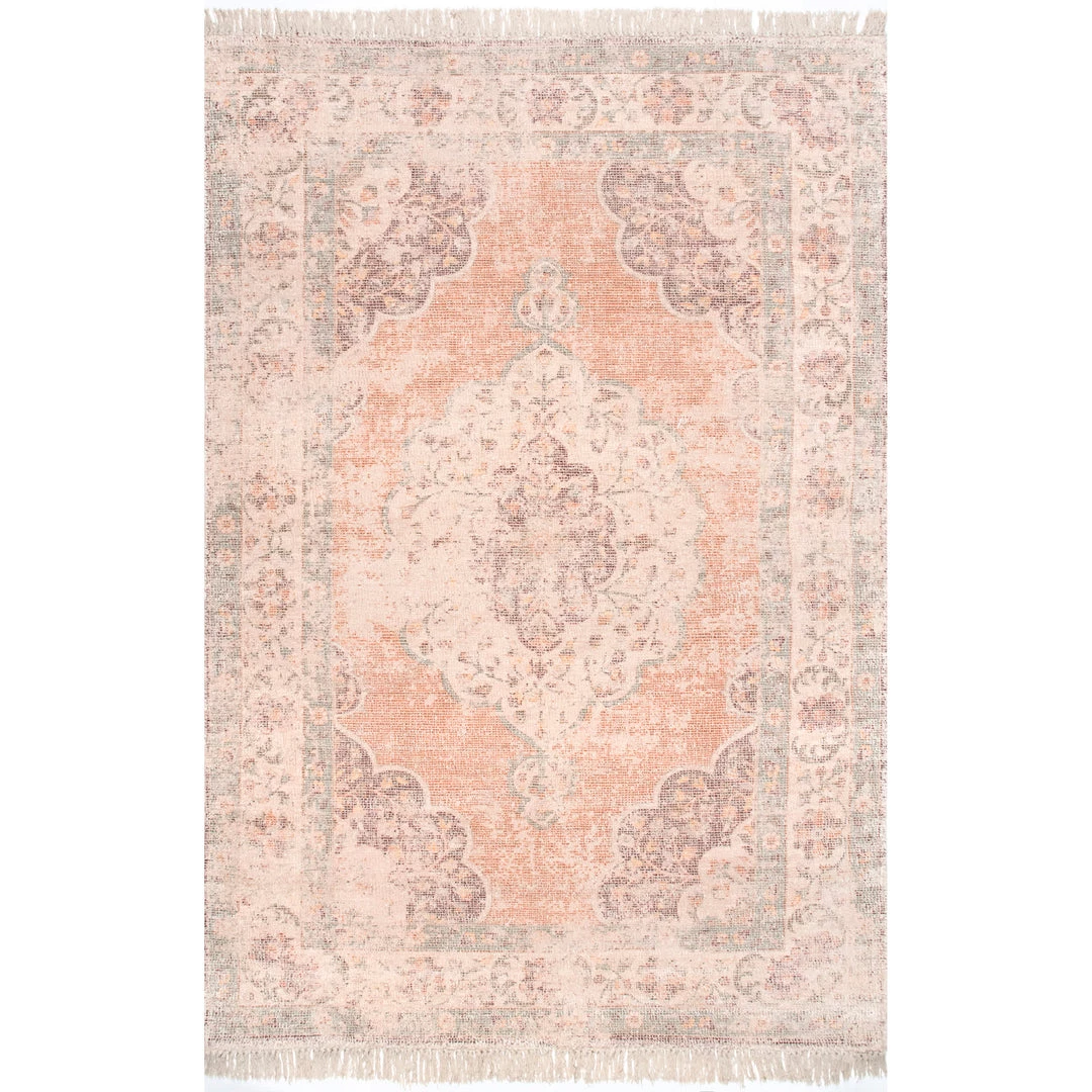 NuLOOM Mildred Distressed Floral Medallion Tassel Area Rug New Arrivals 1 NuLOOM Mildred Distressed Floral Medallion Tassel Area Rug New Arrivals